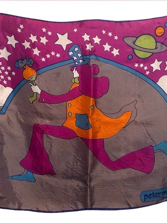Peter Max Accessories - Vintage 60’s-70’s peter max Psychedelic “Cosmic Jumper” Silk Scarf